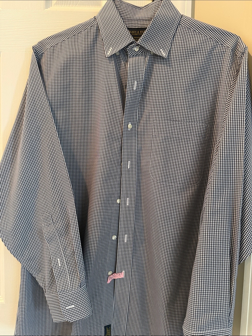 Classic Blue Gingham Men's Dress Shirt - Tailored Collared Long Sleeve